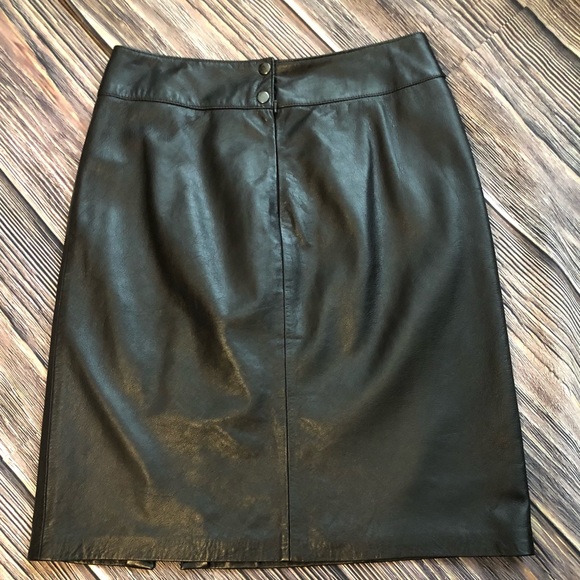 003 COLETTE MORDO SADMARA SOFT BLACK LEATHER SKIRT BACK ZIPPER FRONT SLIT SZ10 - Picture 3 of 10